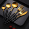 Ava Modern Black and Gold Cutlery Set