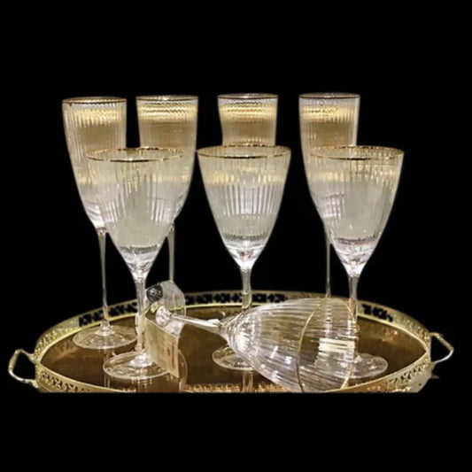 FEATHER CRYSTAL CHAMPAGNE & WINE GLASS SET