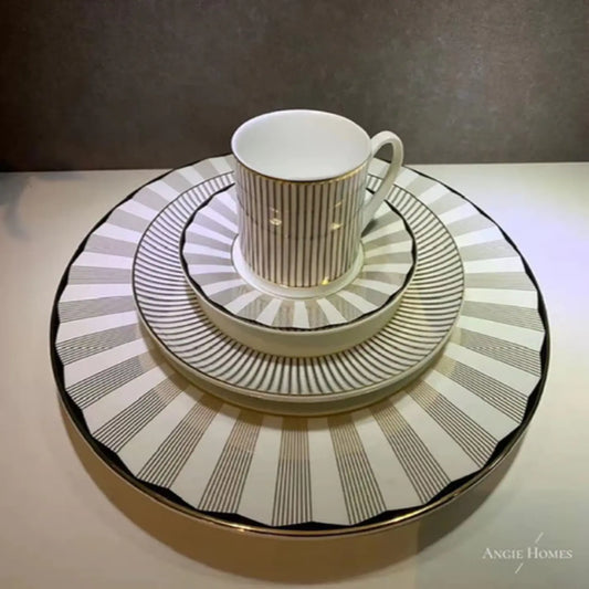 FUJI WHITE AND GREY TEA & DINNER SET