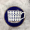 Glance Blue Printed Bone China Cups and Saucers Set