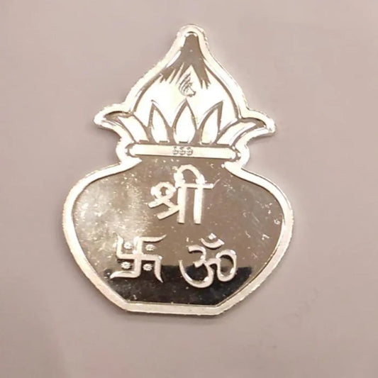 Om Swastika Silver Kalash Coin