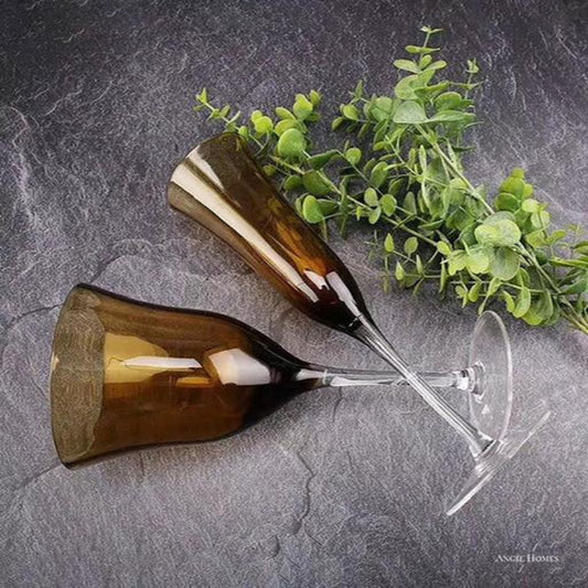 RADIAL COLORED STYLISH CHAMPAGNE & WINE GLASS SET