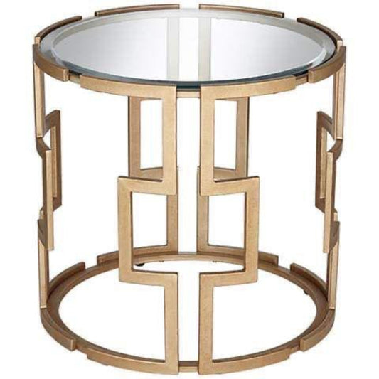 Round Metal And Glass Side Table