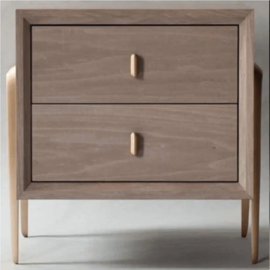 Wood End Grey Beige Bed Side Table