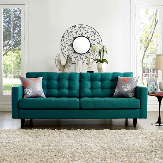 Dyane Quilted Sky Blue Luxury 2 Seater Sofas