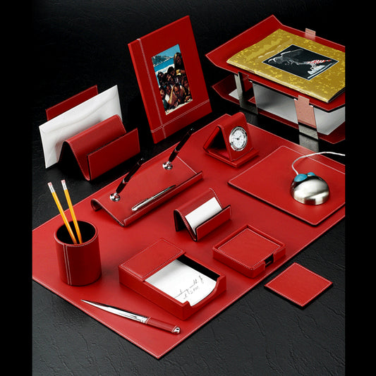 Maroon Color Office Desk Leather Accessories