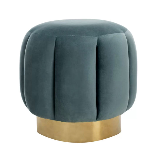 Sawyer-l Blue Golden Metal Ottomans Poufs
