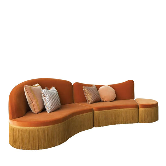 Hardee Orange coved L shape sofas