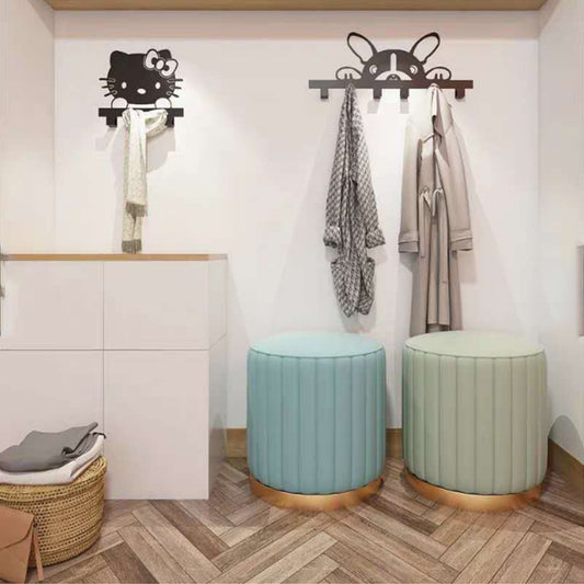 River Multi Color With Golden Metal Ottomans Poufs