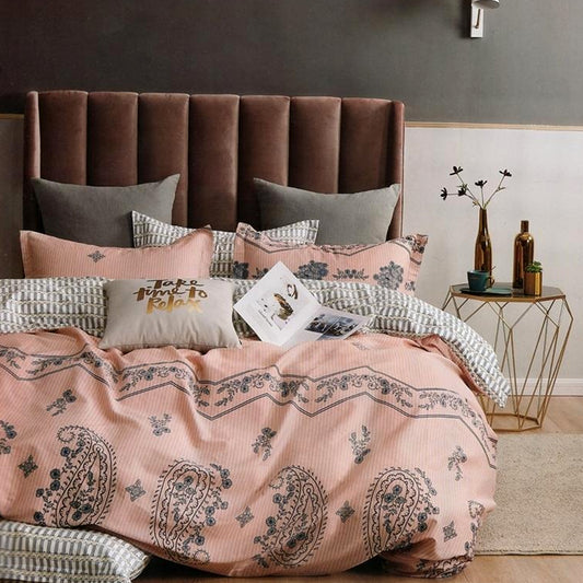Kenji Peach Paisley Bed Sheets
