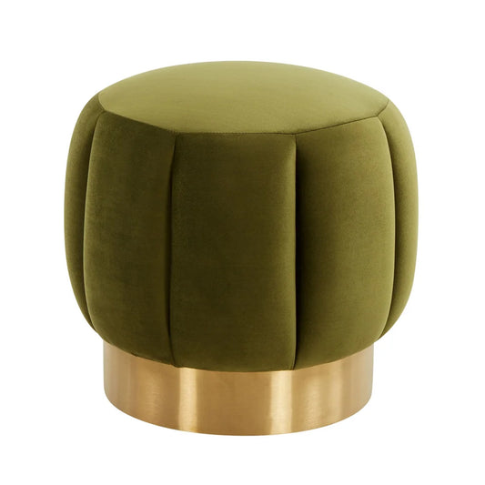 Daksh Quilted Green Gold Metal Ottomans Poufs