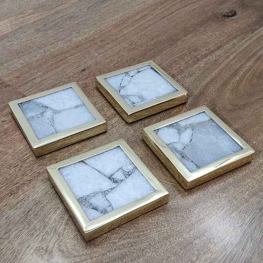 Mauna Set of 4 Marble Plated and Coasters