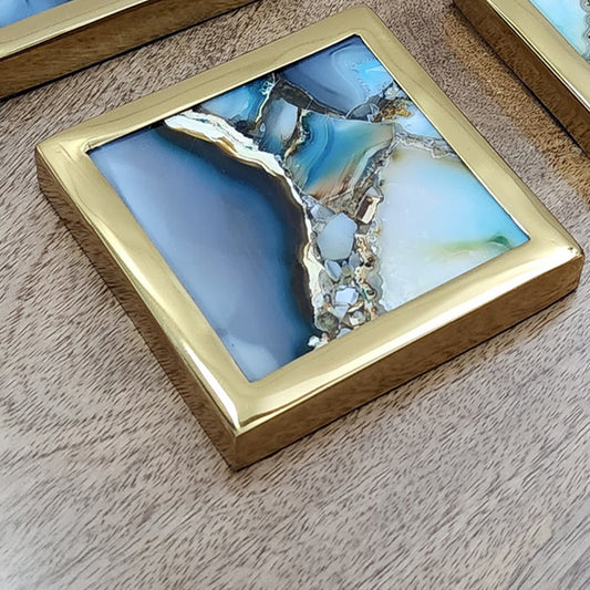 Even Blue Smoky Quartz Coasters Set of 4