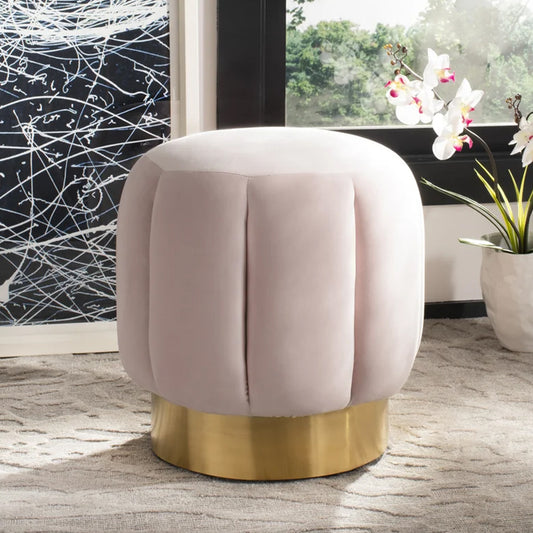 Ryder Golden Metal Pink Ottomans Poufs