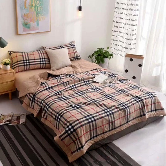 Enemy Brown Check Printed Bed Sheets
