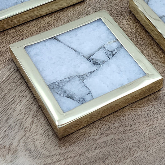 Mauna Set of 4 Marble Plated and Coasters