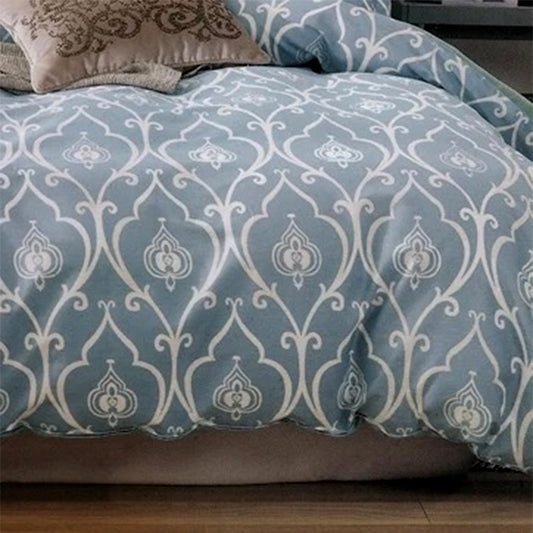 Aakash White & Blue Jaipur Spade Design 100% Cotton Duvet Cover Bed Sheets