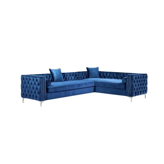 Demos Blue modern Velvet L Shape Sofas