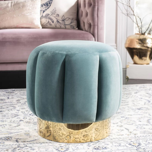 Sawyer-l Blue Golden Metal Ottomans Poufs