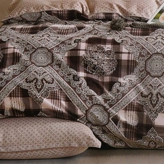 Hereto Indian Brown Handmade Bed Sheets With 2 Pillow Cover