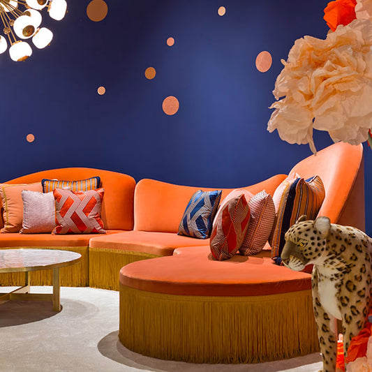 Hardee Orange coved L shape sofas