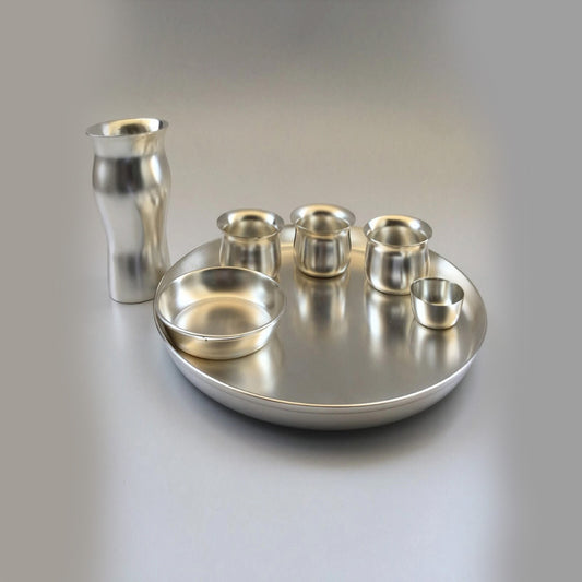 Leo Stainless Steel Copper Traditional Dinner Set Of Thali Plate