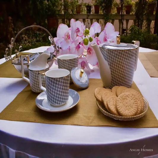 BLUE WHITE STONE TEA SET