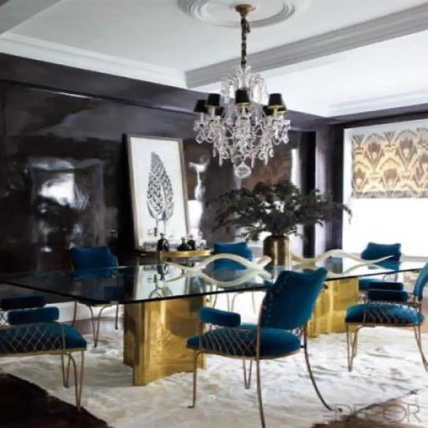 Colton Glass And Wood Dining Table