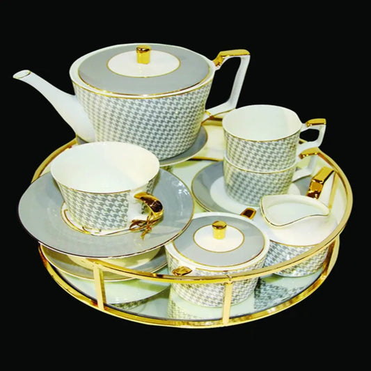 GEOMAR GREY & WHITE TEA SET
