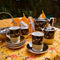 JAPANESE BROWN FLORAL TEA SET
