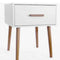 White Bed Side Table with Wooden Legs