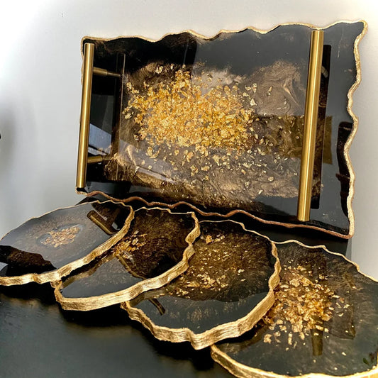 Myla Set of 4 and Tray in Ocean Style
