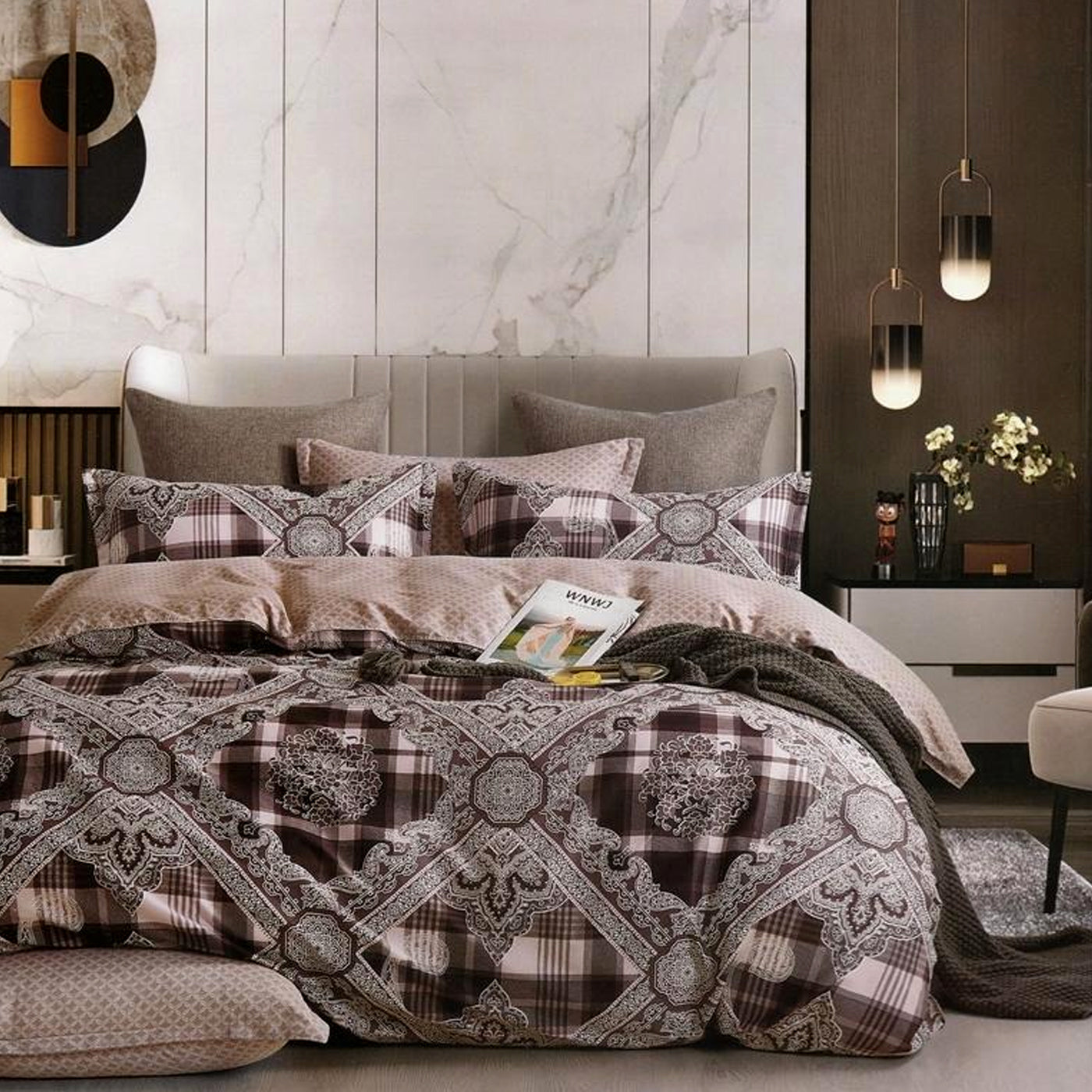 Hereto Indian Brown Handmade Bed Sheets With 2 Pillow Cover