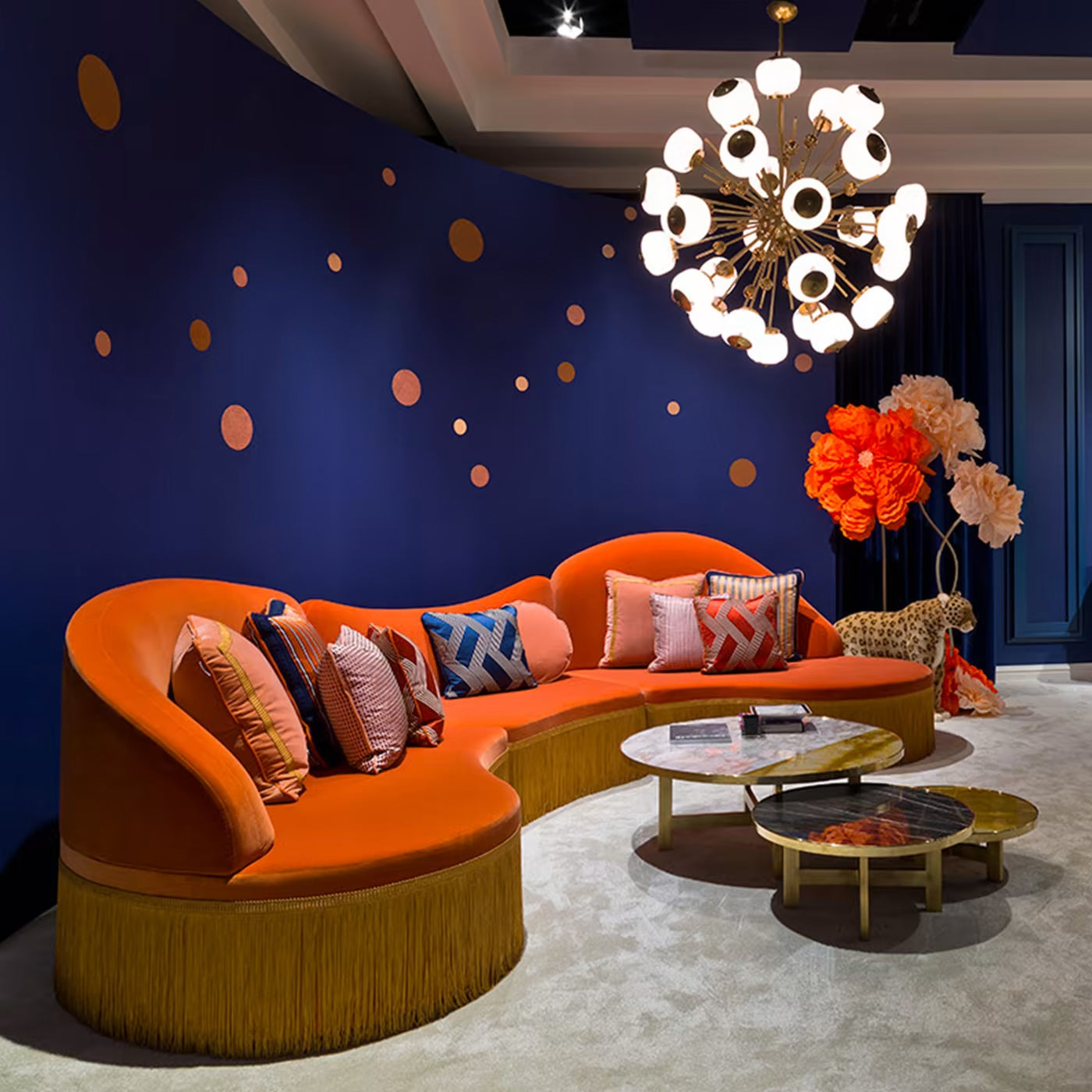 Hardee Orange coved L shape sofas