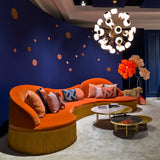 Hardee Orange coved L shape sofas