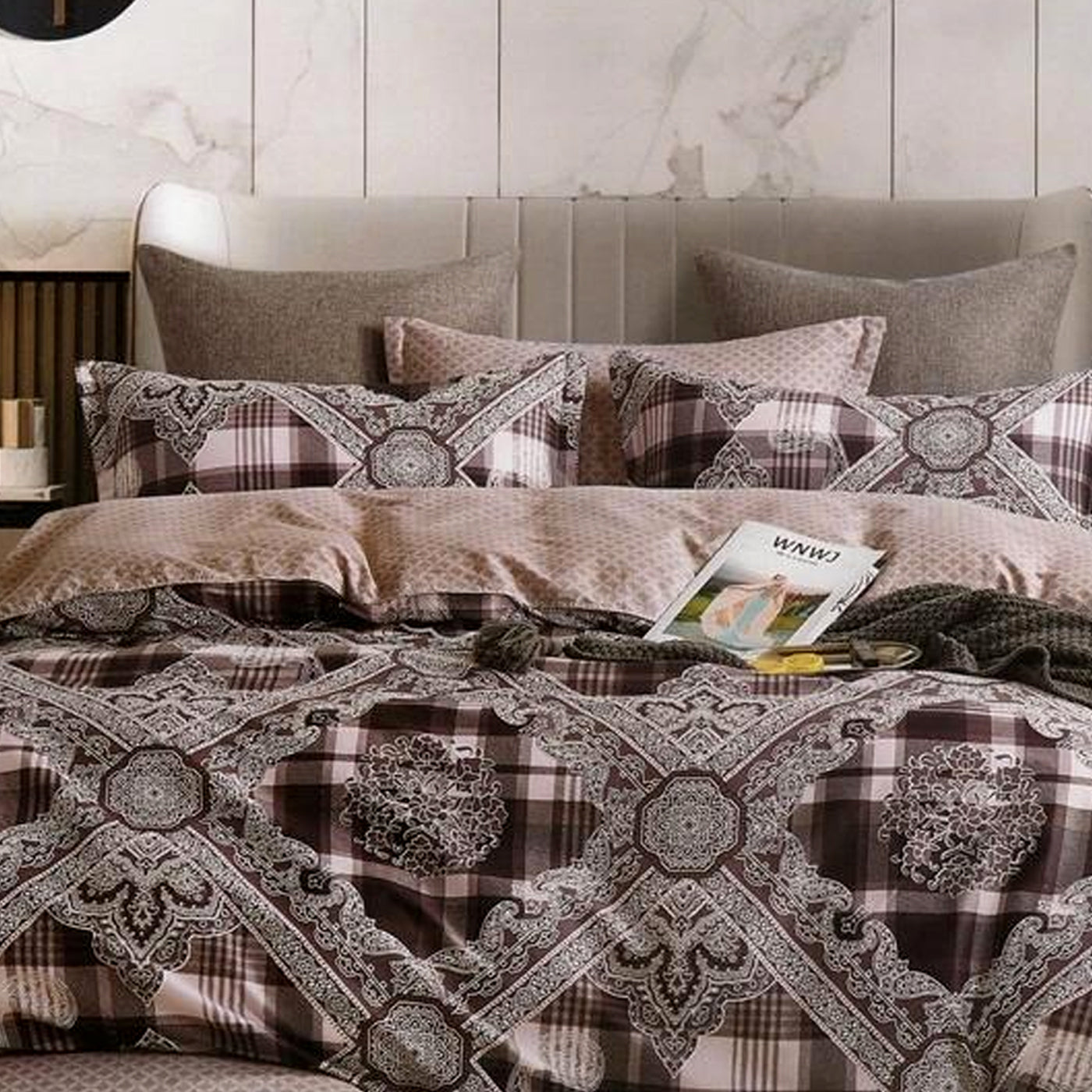 Hereto Indian Brown Handmade Bed Sheets With 2 Pillow Cover