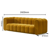 Parker Mustard  Yellow Modern Velvet Three Seater Sofas