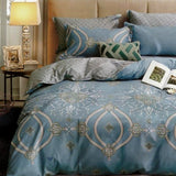 Ichiro Sky Blue Linen Full Soft Linen Duvet Cover Bed Sheets