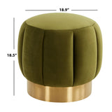 Daksh Quilted Green Gold Metal Ottomans Poufs