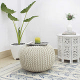 Dustup Luxury White Round Ottomans Poufs