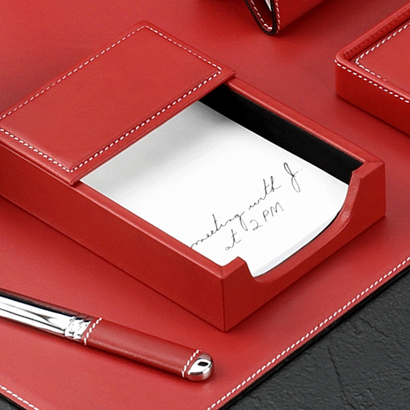 Maroon Color Office Desk Leather Accessories