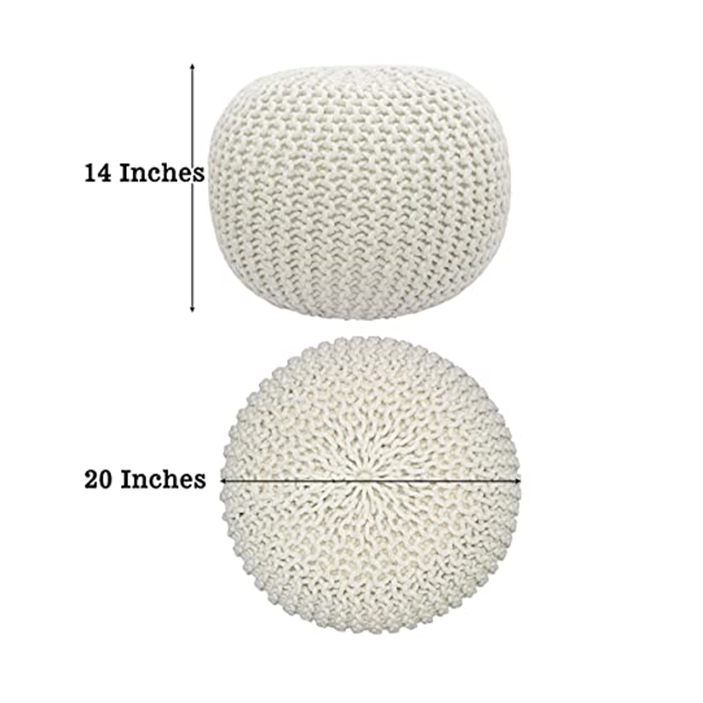 Dustup Luxury White Round Ottomans Poufs